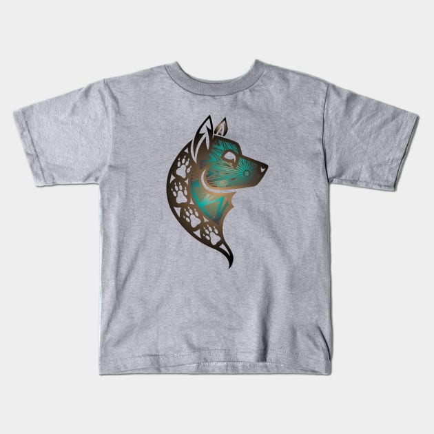 The Wolf (Aqua) Kids T-Shirt by melvinwareagle